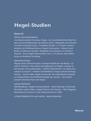 cover image of Hegel-Studien Band 22